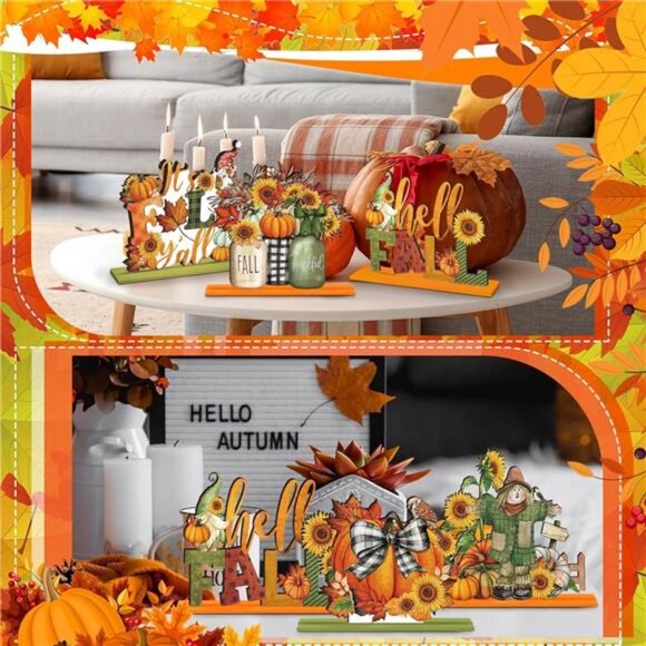 6 Pcs Fall Decor for Home Fall Table Decorations Thanksgiving Signs - Picture 4 of 7